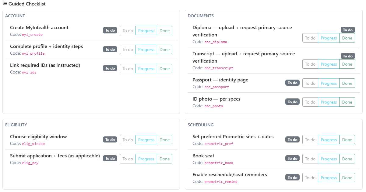 MyIntealth and scheduling checklist preview